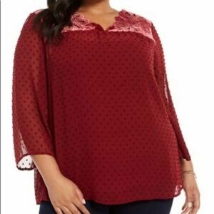 NWT Style & Co Pink Sheer Velvet Top Sz 2X